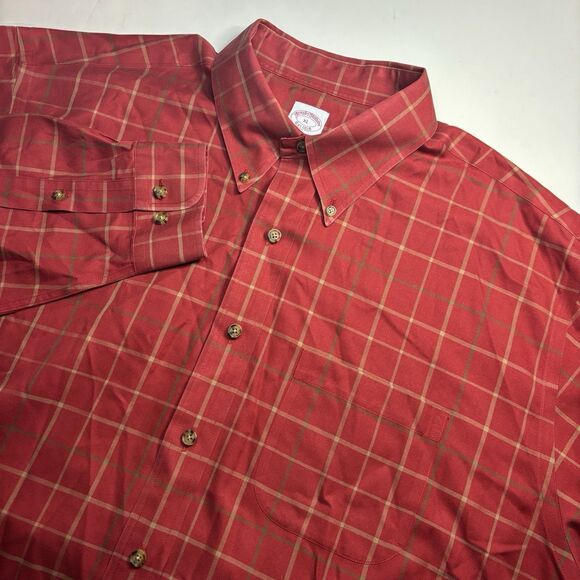 Brooks Brothers 1818 Men's XL Maroon Red Plaid Long Sleeve Button Down Shirt - Picture 2 of 6